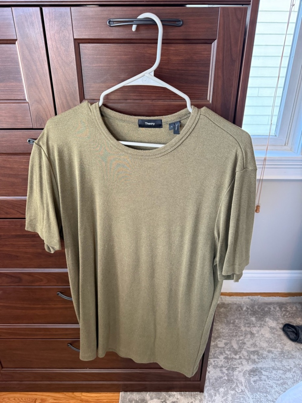 Theory Men's Olive Crew Neck Short Sleeve T-Shirt
